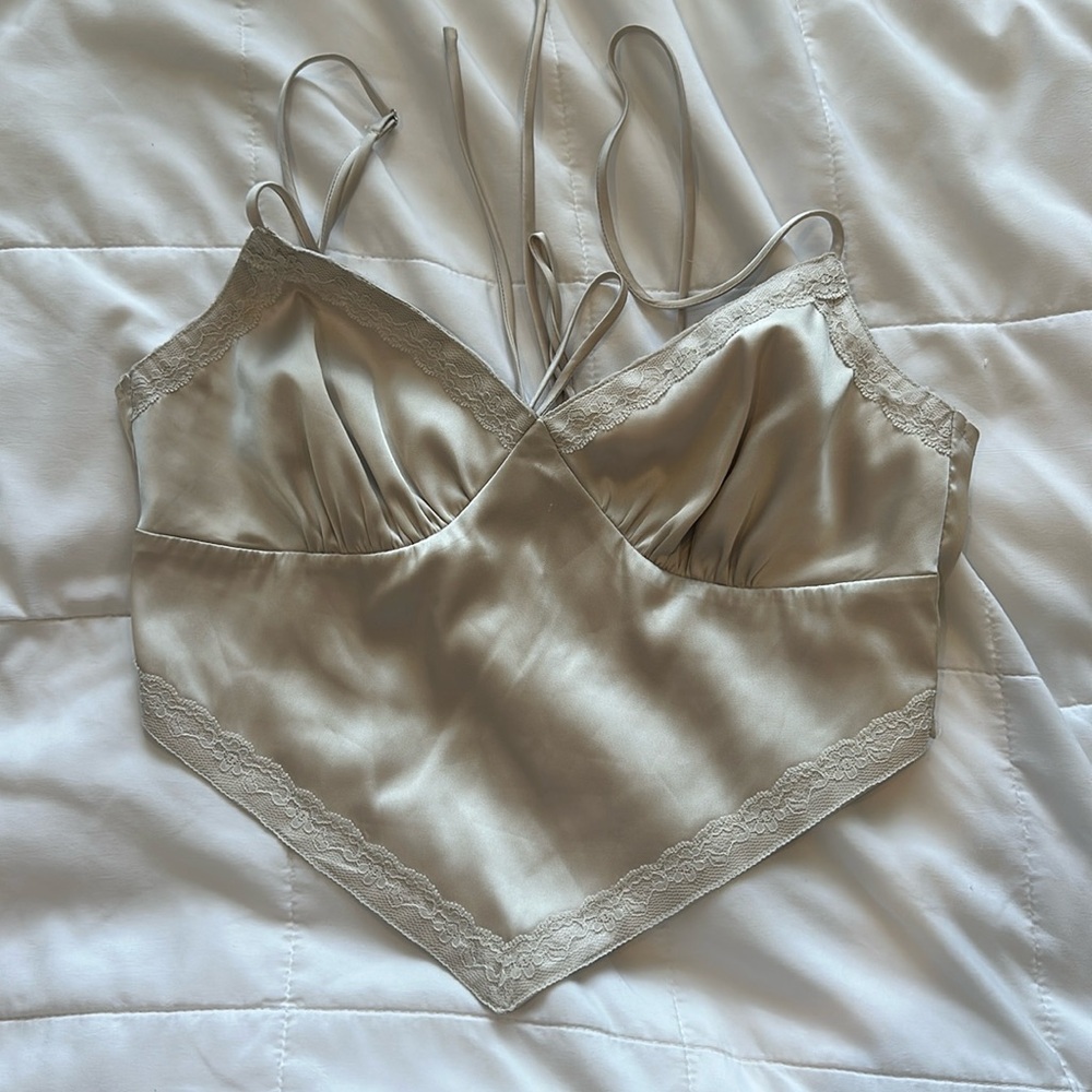 MABLE Lace Cream Tie Top